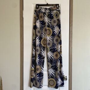 C-Mode Stretch Pants Women Sz M  Lose Comfy Floral Elastic Waist